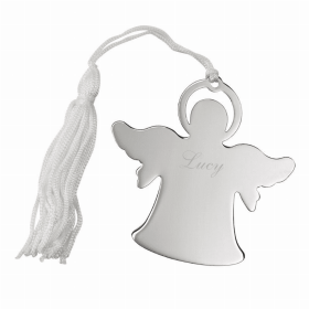 Angel Ornament with White Tassel, Nickel Plated