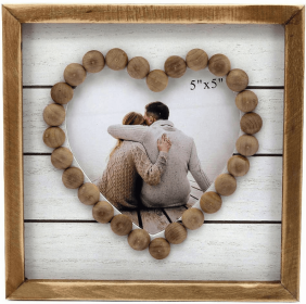 Wood Heart-Shaped Picture Frames|Cute Farmhouse Style Vintage Photo Frame with Wood Beads.