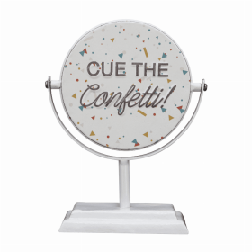 XOXO/CUE The Confetti - 2 Sided Rotating Metal Table Top Decoration- Embossed Metal Signs for Home Decoration-6 x 2.5 x 7.875 Inches