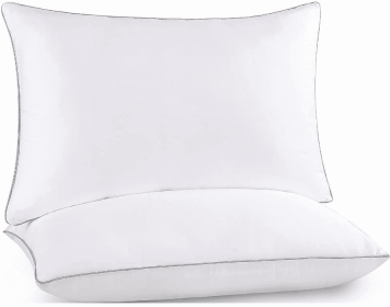 Piped Edge Pillow Set, White, Queen Size, 2 piece Set