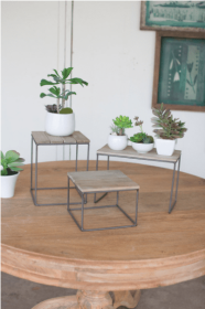 Set Of Three Wood And Metal Risers