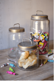 Set Of Three Glass Jars With Metal Lids