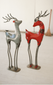 Set Of Two Recycled Iron Deer