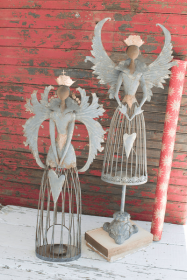 Set Of Two Metal Christmas Angels