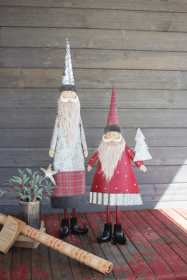 Set Of Two Metal Santas With Beards