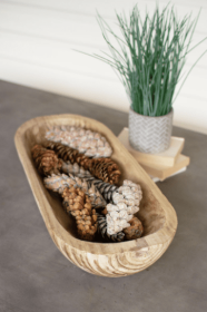 Hand-Carved Wooden Rectangle Bowl