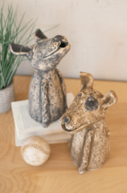 Set Of Two Clay Singing Dogs