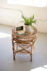 Round Cane Table With Removable Tray