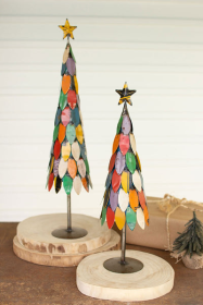 Set Of Two Recycled Metal Christmas Trees