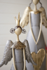 Set Of Two Gold & Grey Christmas Angels Holding Heart & Star