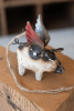 Set Of Four Recycled Iron Flying Pig Christmas Ornaments