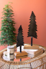 Set Of Two Painted Iron Christmas Trees With Wooden Bases