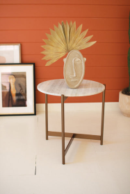 Iron Side Table With Marble Top