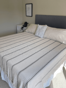 Black Striped Cream Bedspread