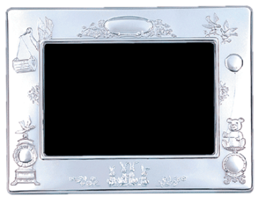 Sterling Silver Baby Record Frame with Cherry Wood Back 3.5 x 5