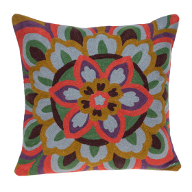 Parkland Collection Blossom Accent Multicolored Pillow Cover With Poly Insert