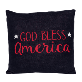 Parkland Collection God Bless America Transitional Navy Blue Throw Pillow