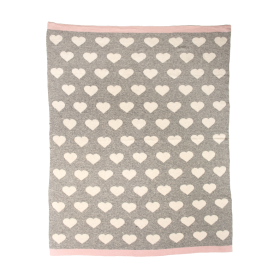 Parkland Collection Heartcloud Transitional Light Gray Kinitted 32" X 40"  Baby Blanket