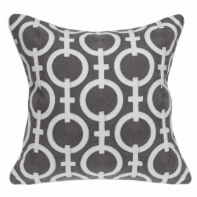 Parkland Collection Rounder Gray and White Throw Pillow