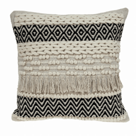 Parkland Collection Shaggy Bohemian Beige Pillow Cover With Poly Insert