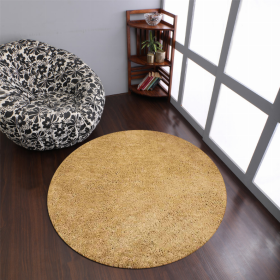 Rugsotic Carpets Hand Tufted Shag Polyester Round Area Rug Solid