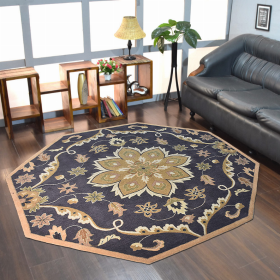 Rugsotic Carpets Hand Tufted Wool Octagon Area Rug Oriental