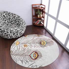 Rugsotic Carpets Hand Tufted Wool Round Area Rug Contemporary