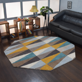 Rugsotic Carpets Hand Tufted Wool Octagon Area Rug Geometric