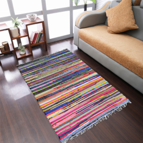 Rugsotic Carpets Hand Woven Flat Weave Kilim Cotton Area Rug Contemporary