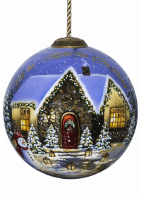 I'll Be Home For Christmas Hand Painted Glass Ornament