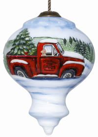 Christmas Tree Farm Hand Painted Glass Ornament