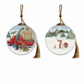 Ski Rentals Hand Painted Glass Ornament