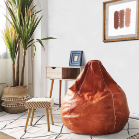 Leather Beanbag visible stitching Bean bag Chair Unstuffed