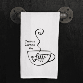 Jesus loves me a latte / Kitchen Towel