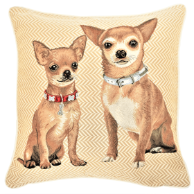 Panel-Chihuahua Beige Pillowcase/Cushion Cover