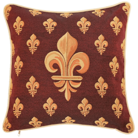 Panel Fleur-De-Lis Red Pillowcase/Cushion Cover