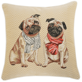 Panel-Pug Beige Pillowcase/Cushion Cover