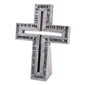 Tabletop Cross Rustic White Be Joyful