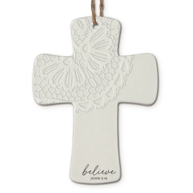 Christmas Ornament Cross Lace Believe