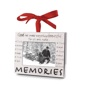 Ornament Silver Frame Memories Ribbon