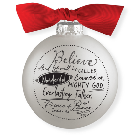 Ornament Bauble Believe Ribbon Hang