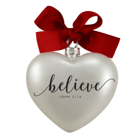 Ornament Heart Believe Ribbon Hang