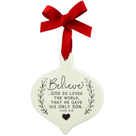 Ornament Doodle Believe Ribbon Hang