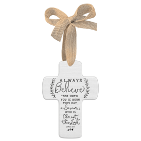 Ornament Cross Always Believe Ribbon