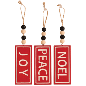 Ornament Peace Joy Noel 3 Assorted