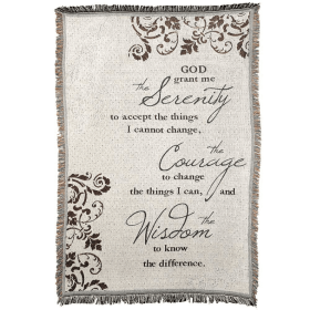 Throw Serenity Prayer Brn/Nat Cotton