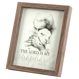 Framed Wall Psalm 23 Glass Wood Grain