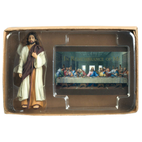 Jesus Figurine With The Last Supper Card