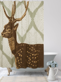 Deer Block Print Shower Curtain