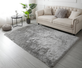 5x7 Feet Silver Soft Plush Fluffy Shag Thick Area Rug